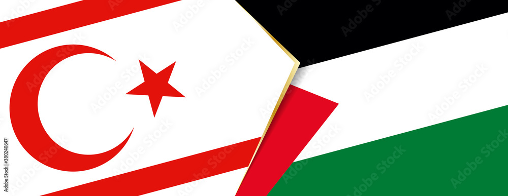 Northern Cyprus and Palestine flags, two vector flags. Northern Cyprus and Palestine flags, two vector flags.
