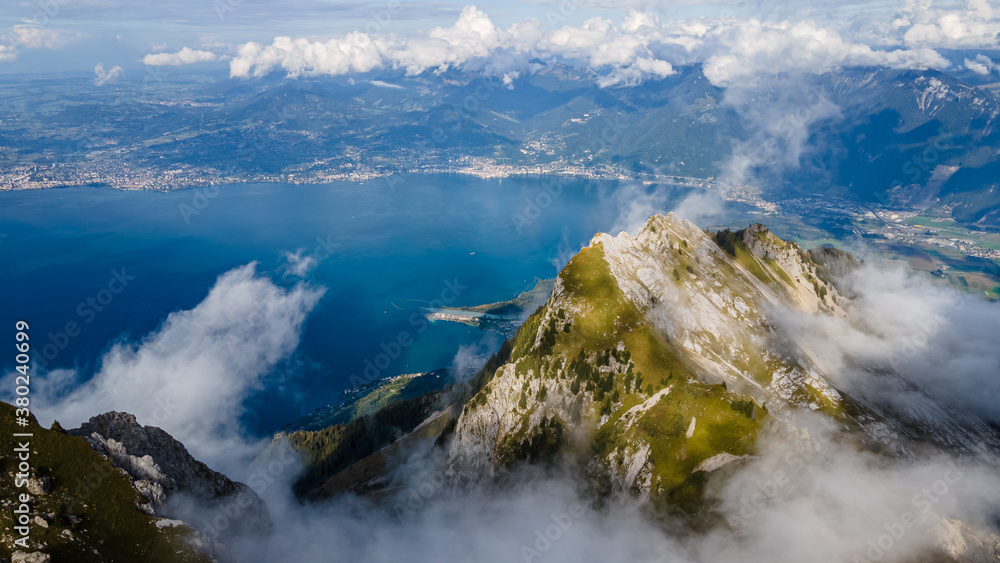 Beautiful view from the Grammont, 2172 meters, Switzerland. 