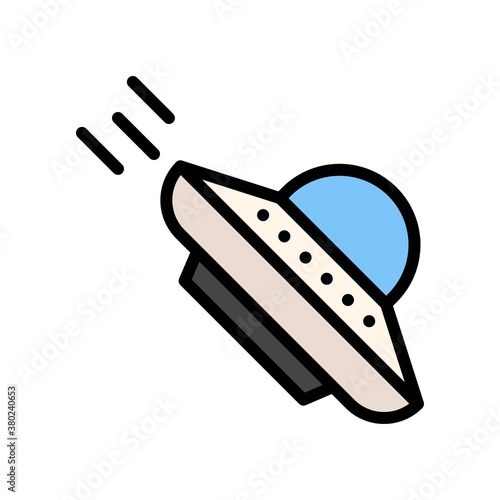 space or planet related space ship flying in air with glass vector with editable stroke,