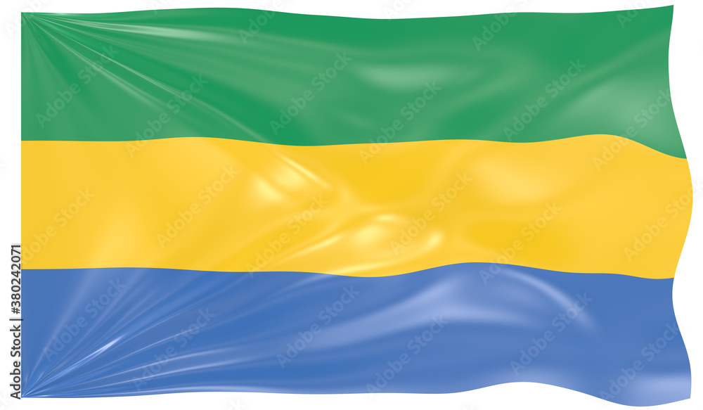 Detailed Illustration of a Waving Flag of Gabon Detailed Illustration of a Waving Flag of Gabon