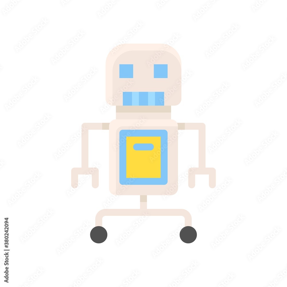 Fototapeta premium space related robot with tire and kit box vector in flat style,
