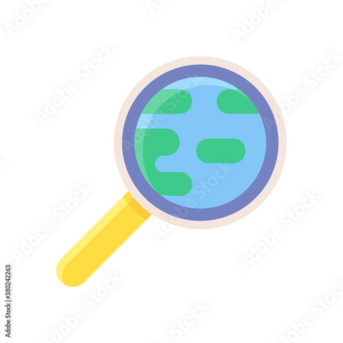 space or planet related earth or wrold globe in magnifying glass vector in flat style,