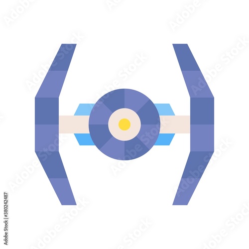 space or planet related space ship with glass and lights vector in flat style,