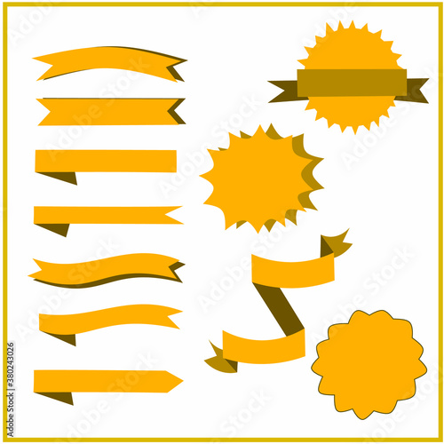 Elements from of a set of ribbons for inscriptions. Stars. Cloud for words and thoughts. Vintage. Labels, stickers, banners, tags banners. Vector illustration.