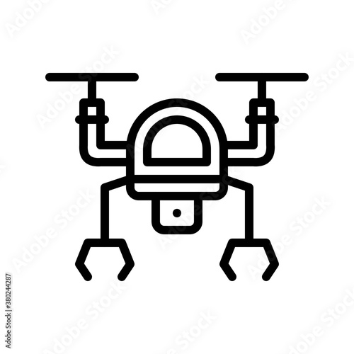 space related drone camera with wings and lense vector in lineal style,