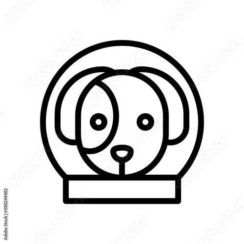 space or planet related space animal dog face in glass globe vector in lineal style,