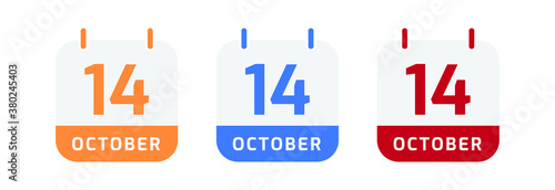 14 October calendar vector design