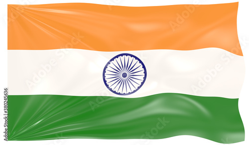 Detailed Illustration of a Waving Flag of India