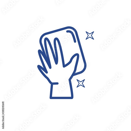 Gloves wiping with sponge