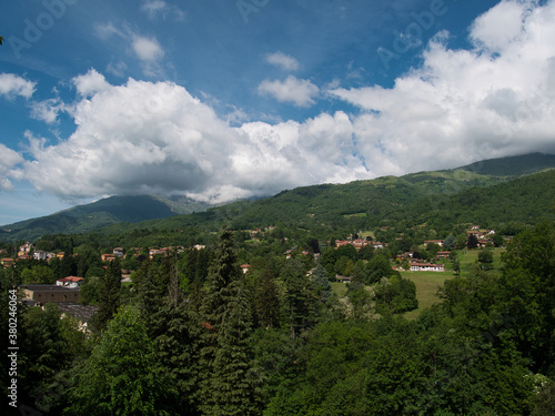 Panoramic view. High above the trees.