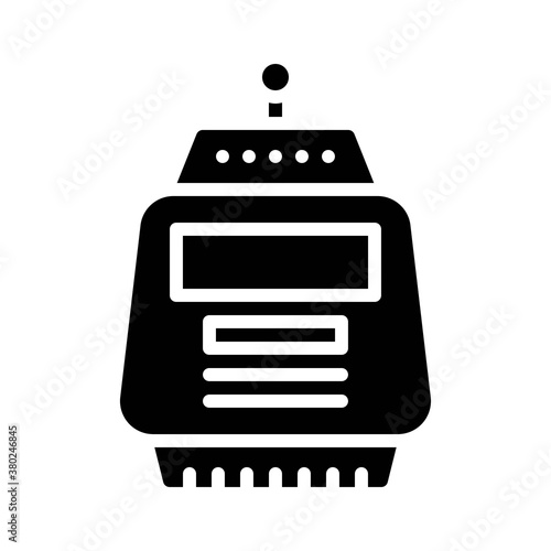 space related space capsule with glass, antena and buttons vector in solid design,