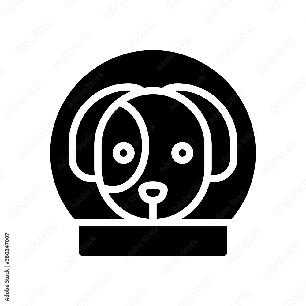 Fototapeta premium space or planet related space animal dog face in glass globe vector in solid design,