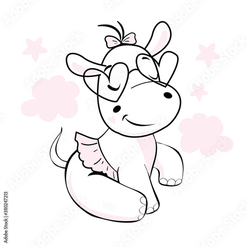 Beautiful little hippo girl in ballerina skirt
