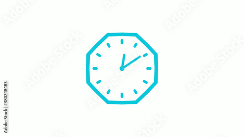 Cyan color 12 hours clock icon on white background