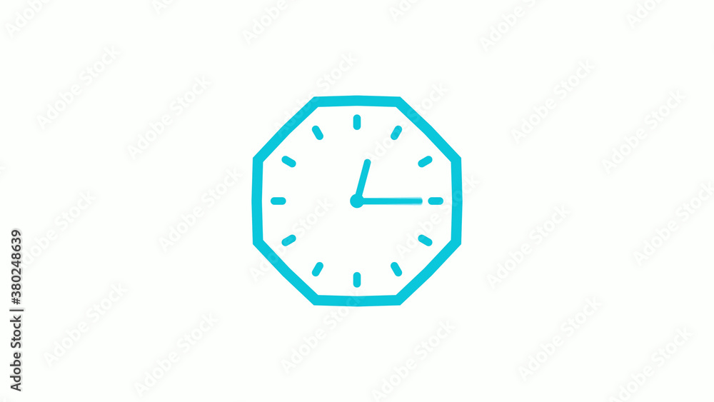 Cyan color 12 hours clock icon on white background Cyan color 12 hours clock icon on white background