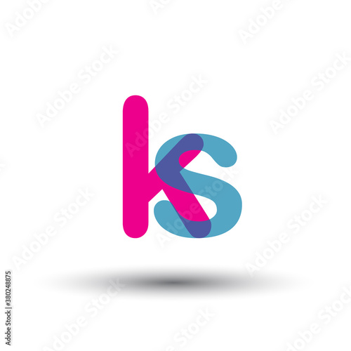 initial logo KS lowercase letter, blue and pink overlap transparent logo, modern and simple logo design.