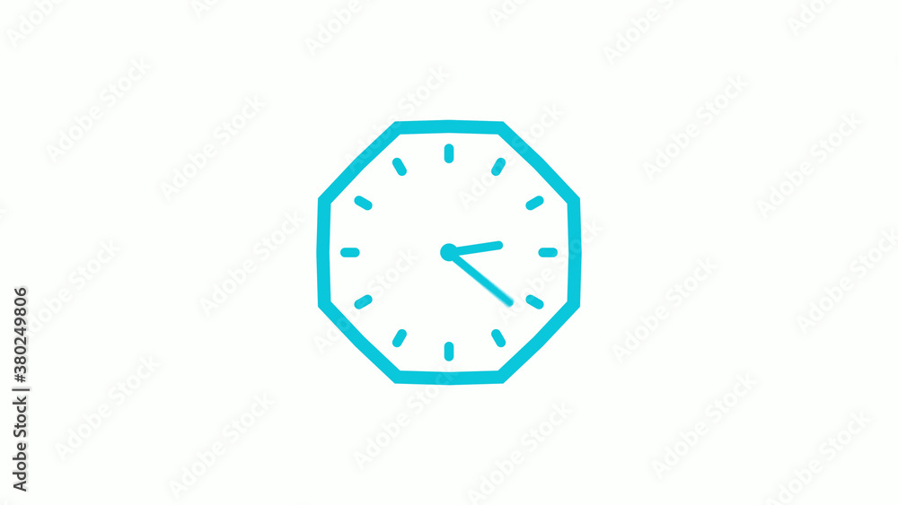 Cyan color 12 hours clock icon on white background Cyan color 12 hours clock icon on white background