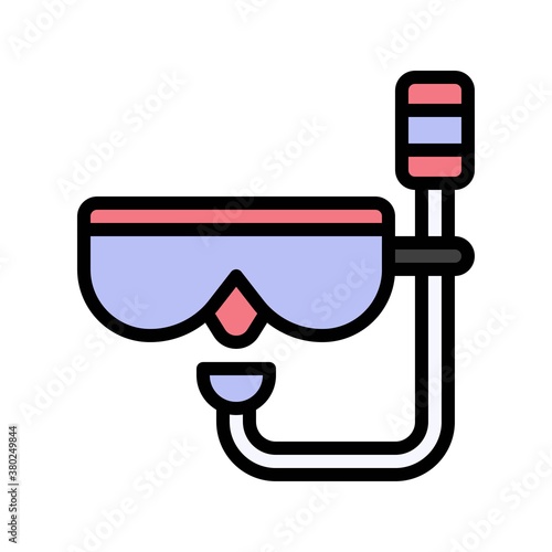 summer holiday related swimming glasses with breathing pipe vector with editable stroke,