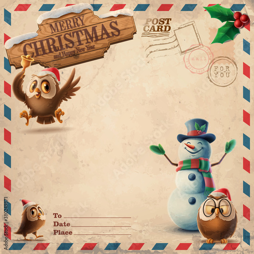 christmas card with snowman