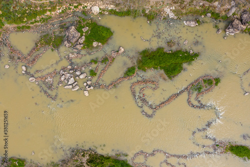 Bild auf Leinwand Brewarrina  historical aboriginal fish traps on the Barwon river in the far north west of New South Wales, Australia