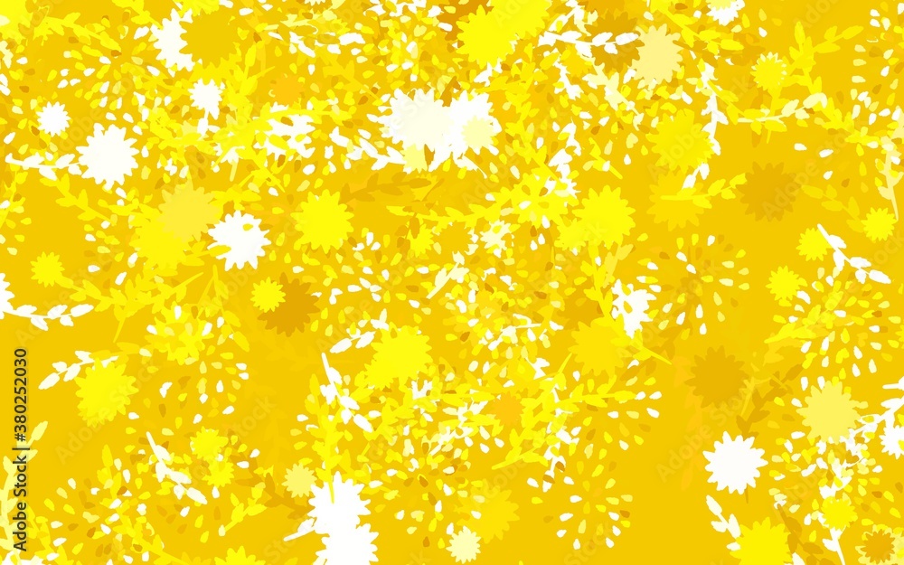 Light Yellow vector doodle backdrop with flowers, roses.