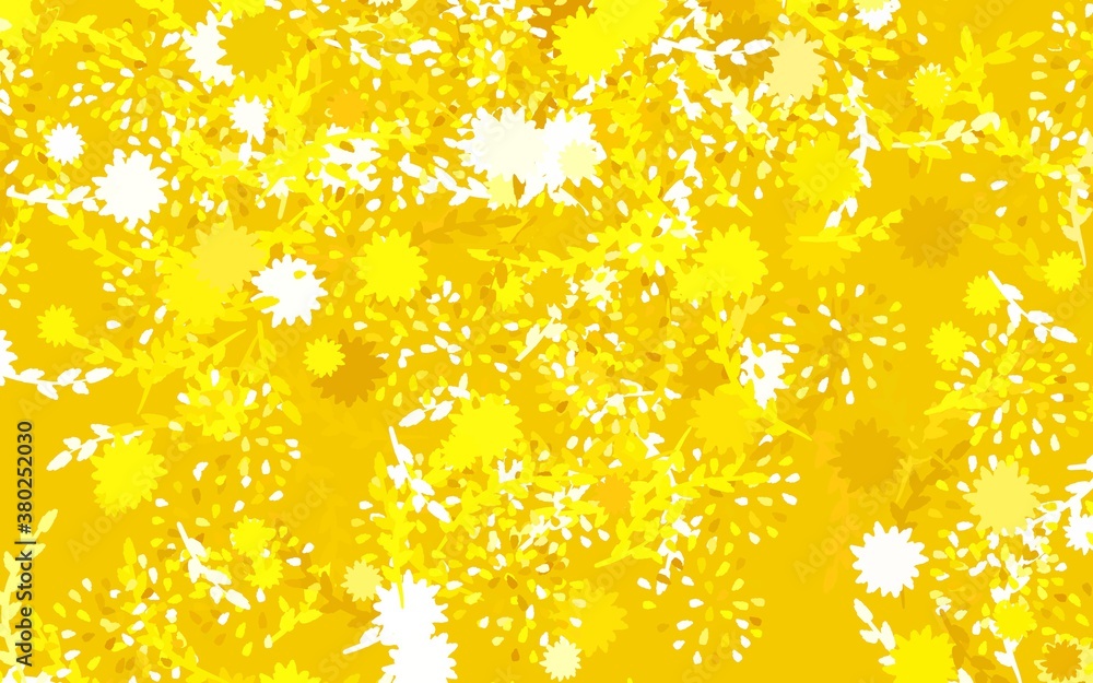 Light Yellow vector doodle backdrop with flowers, roses. Light Yellow vector doodle backdrop with flowers, roses.