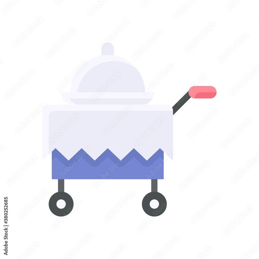 summer holiday related food trolly with food basket and handle vector in flat style, summer holiday related food trolly with food basket and handle vector in flat style,