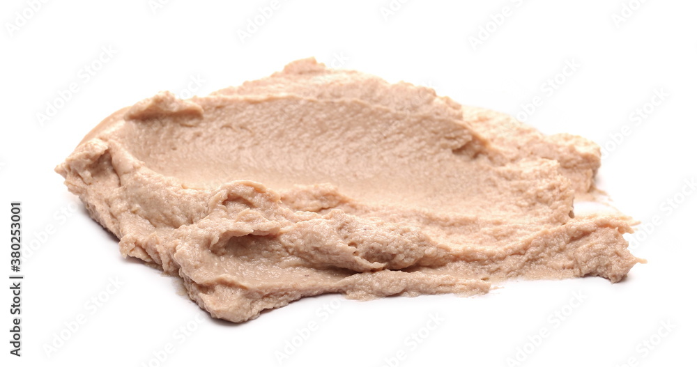 Ham pate, meat spread isolated on white background