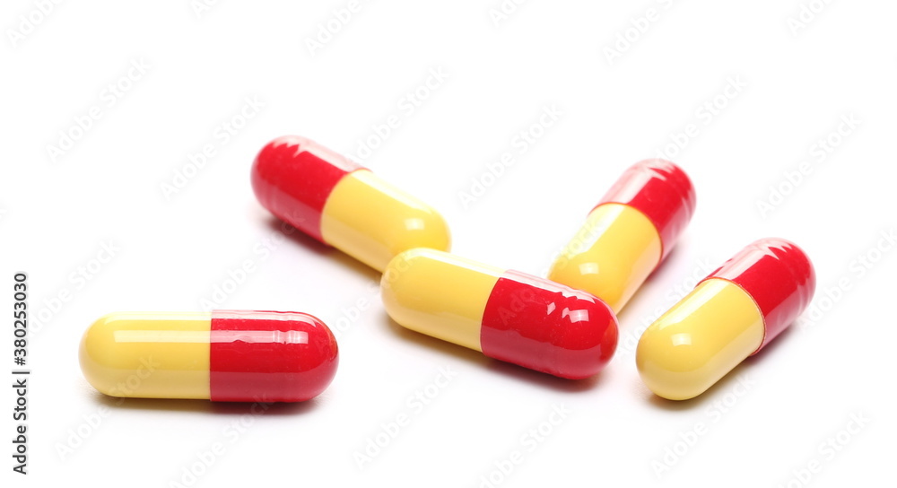 Pills, medical capsules isolated on white background Pills, medical capsules isolated on white background