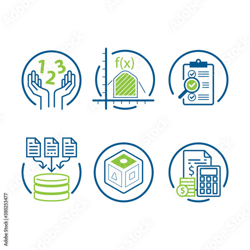 Math numbers and financial literacy icons