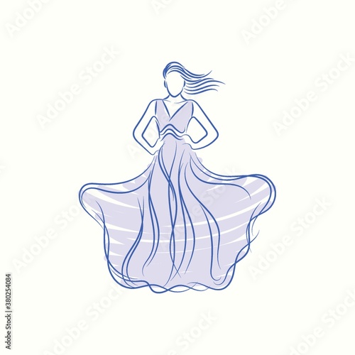 fashion model in elegant cloth sketch