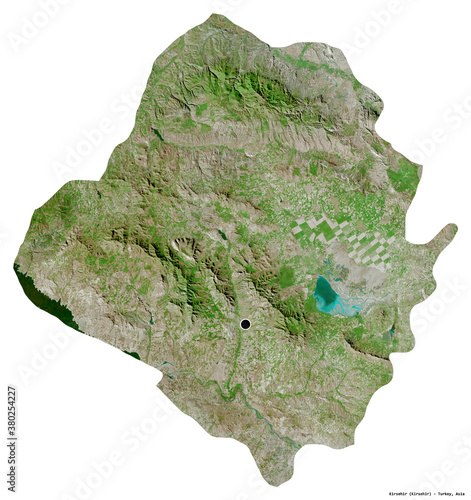 Kirsehir, province of Turkey, on white. Satellite