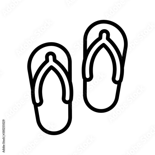 summer holiday related slippers or flip flop with hucks vector in lineal style,
