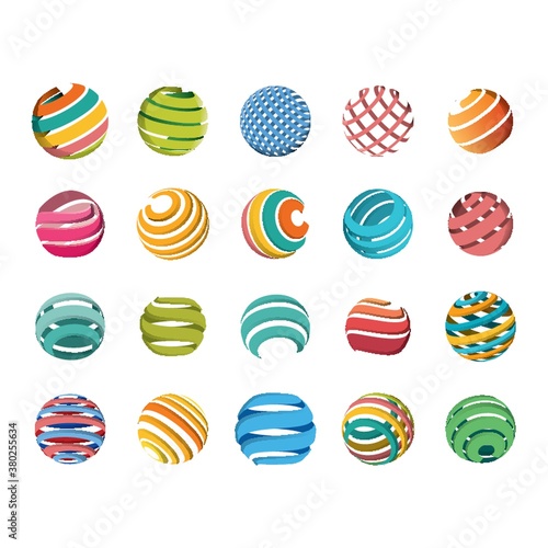 set of abstract logo elements