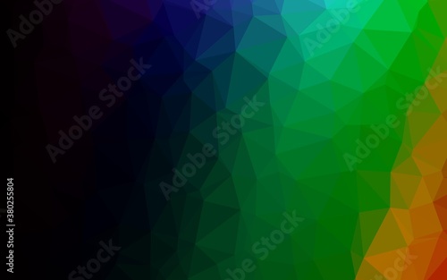 Dark Multicolor  Rainbow vector blurry triangle pattern. Triangular geometric sample with gradient.  New texture for your design.