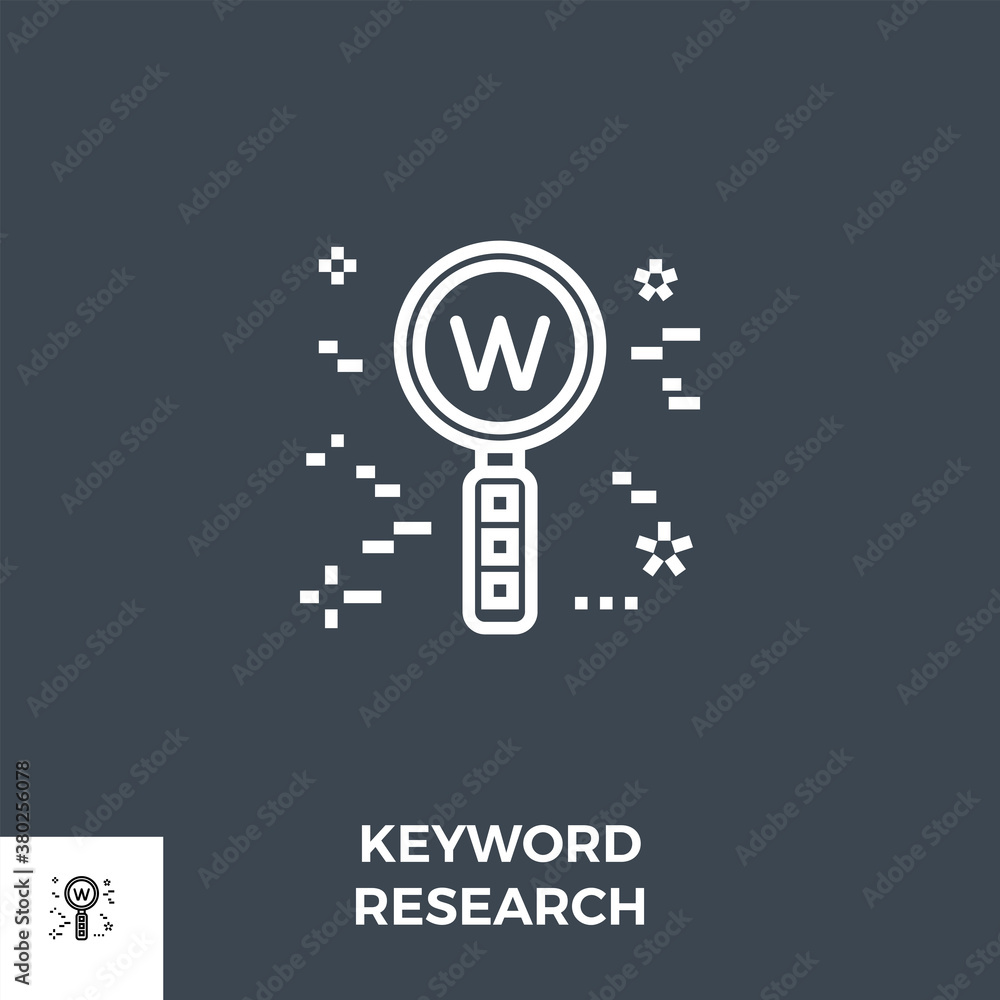 Keyword Research Related Vector Thin Line Icon. Isolated on Black Background. Vector Illustration. Keyword Research Related Vector Thin Line Icon. Isolated on Black Background. Vector Illustration.