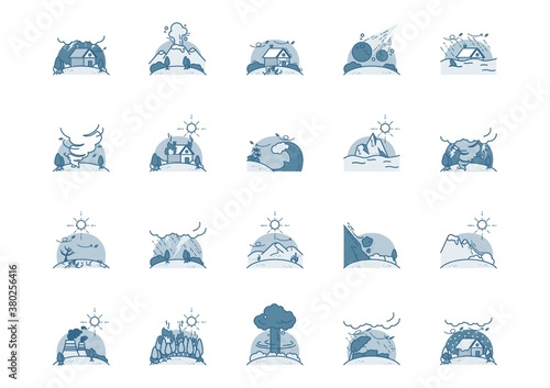Collection of disaster icons.