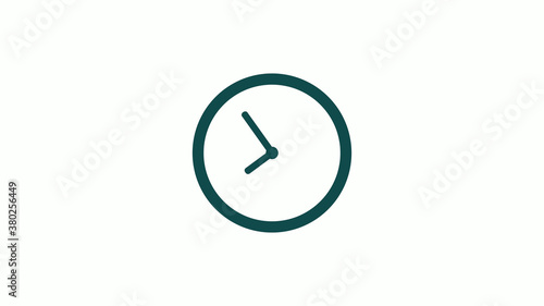 New cyan dark circle 12 hours counting down clock icon without trick,clock icon on white background