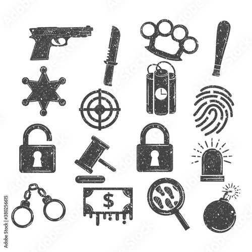 Set of criminal icons.