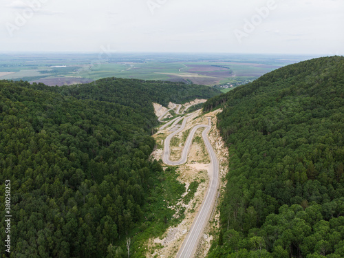 Aerial top vew of winding r...