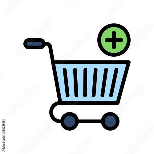 supper market or online shopping related shopping trolly with handle and plus sign vector with editable stroke,