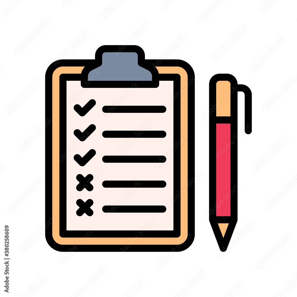 supper market or online shopping related note pad with pencil and tick mark vector with editable stroke, supper market or online shopping related note pad with pencil and tick mark vector with editable stroke,