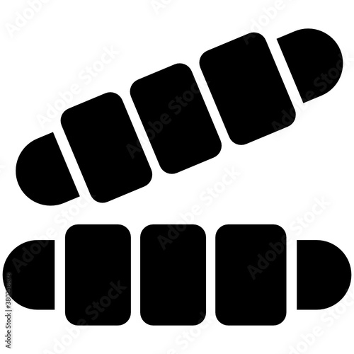 
Sports equipment used by players for supporting wicket, flat design of wicket bails icon
