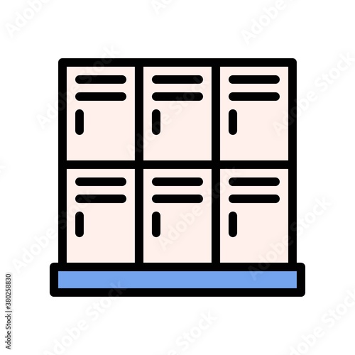 supper market or online shopping related safety cabinet with boxes vector with editable stroke,