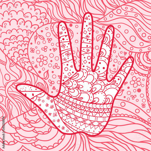 Square colorful pattern. Hand drawn background. Hand art