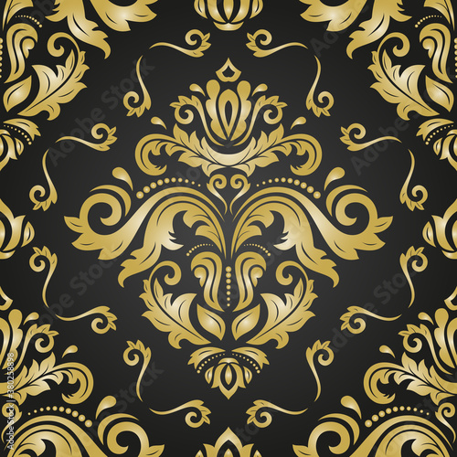 Orient classic pattern. Seamless abstract background with vintage elements. Orient background. Black and golden ornament for wallpaper and packaging