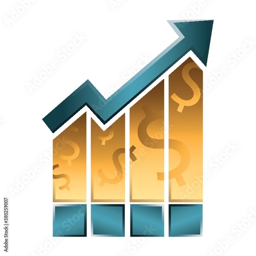 Bar graph with growth concept