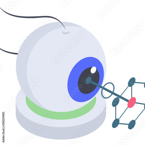 
Mechanical eye vector in isometric design 
