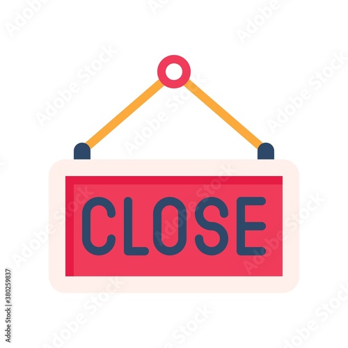supper market or online shopping related store close board with hanging huck vector in flat style,