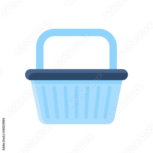 supper market or online shopping related shopping basket with handle vector in flat style,